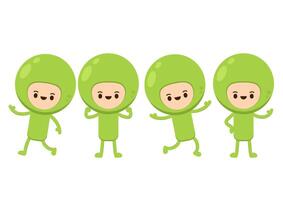 Peas character design. Peas on white background. Peas costume. vector