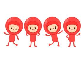 Red Blood Drop Cartoon Character. Illustration Flat Design Isolated On Transparent Background. Red Blood Cell Mascot. vector