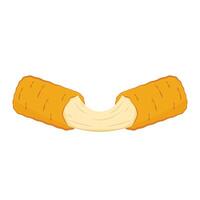 Mozzarella sticks . Mozzarella sticks on white background. Cheese stretch. vector