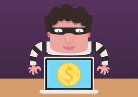 Bandit character design. bandit on white background. Hacker . Steal money. vector