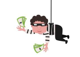 Bandit character design. bandit on white background. Hacker . Steal money. vector