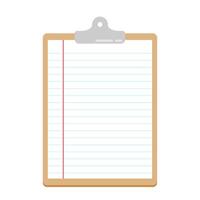 Clipboard with blank white paper for writing isolated on white background. illustration. free space for text. vector
