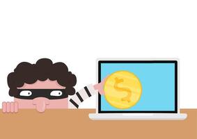 Bandit character design. bandit on white background. Hacker . Steal money. vector