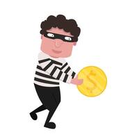 Bandit character design. bandit on white background. Hacker . Steal money. vector