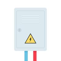 Electrical power switch panel with close door. Fuse box. Isolated illustration in flat style on white background. vector