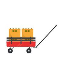 Crate and cart . free space for text. wallpaper. Bottle in crate. crate in cart. trolley . vector