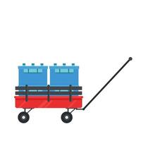 Crate and cart . free space for text. wallpaper. Bottle in crate. crate in cart. trolley . vector