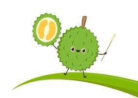 Durian character design. Durian on white background. Durian cartoon . vector