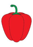 Dashed Red Pepper Flat Designs, Isolated on White Background vector