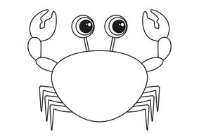 Black and White Cartoon Crab Flat Designs, Ideal for Coloring Pages, Isolated on White Background vector
