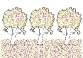 Trees with painted leaves Flat Designs Isolated on White Background vector