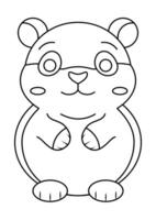 Black and White Smiling Hamster Clipart Flat Designs, Ideal for Coloring Pages, Isolated on White Background vector