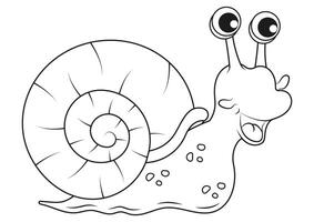 Black and White Cartoon Snail Flat Designs, Ideal for Coloring Pages, Isolated on White Background vector