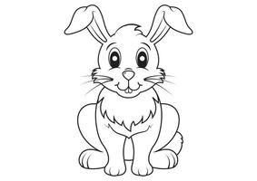 Black and White Cartoon Rabbit Flat Designs, Ideal for Coloring Pages, Isolated on White Background vector
