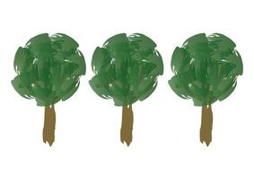Painted Trees Flat Design Isolated on White Background vector
