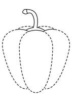 Black and White Dashed Pepper Flat Designs, Perfect for Coloring Pages and Inspiring Children's Imagination, Isolated on White Background vector