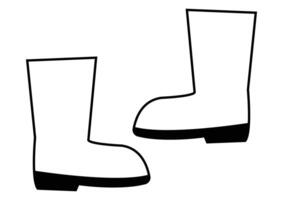Black and White Boots Flat Designs, Perfect for Coloring Pages, Isolated on White Background vector
