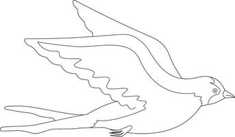 Black and White Swallow Bird Flat Designs, Ideal for Coloring Pages, Isolated on White Background vector