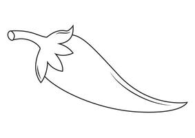 Black and White Cartoon Pepper Flat Designs, Ideal for Coloring Pages, Isolated on White Background vector