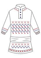 Traditional Dress with Patterns ClipartFlat Designs, Ideal for Coloring Pages, Isolated on White Background vector