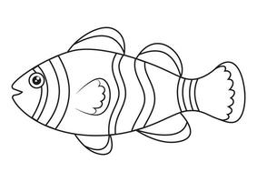 Black and White Cartoon Clown Fish Flat Designs, Ideal for Coloring Pages, Isolated on White Background vector