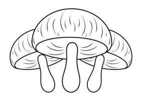 Mushrooms Flat Design Ideal for Coloring Pages, Isolated on White Background vector