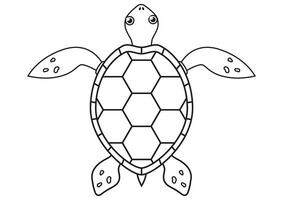 Black and White Cartoon Turtle Flat Designs, Ideal for Coloring Pages, Isolated on White Background vector