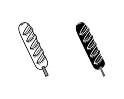 sausage line art and glyphs icon isolated on white background vector
