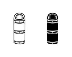 trash can line art and glyphs icon isolated on white background vector