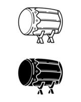 mosque drum line art and glyphs icon isolated on white background vector