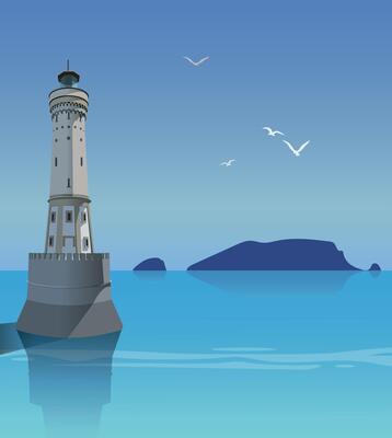 Lighthouse against the backdrop of a sea landscape. .