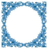 Border or frame decorative ornament element in vintage baroque and retro style blue color vector