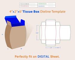 Tissue Box L 4, D 2, H 6 inches Dieline Template vector