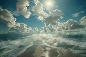 Aerial View of a Beautiful Seashore and Clouds photo