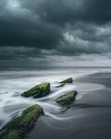 Aerial View of a Beautiful Seashore and Clouds photo