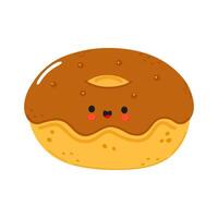Chocolate Doughnut character. Hand drawn cartoon kawaii character illustration icon. Isolated on white background. Doughnut character concept vector