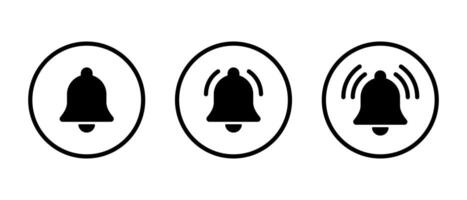 Notification ringing bell icon set on circle line vector