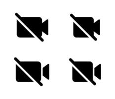Mute , camera off icon set in generic style. Disable cam concept vector