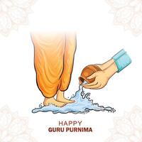 Hand draw honoring celebration guru purnima card background vector