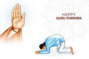 Guru purnima with blessing hand card background vector