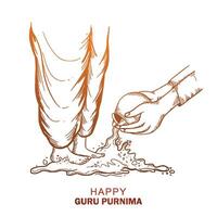 Hand draw sketch on honoring celebration guru purnima card back vector