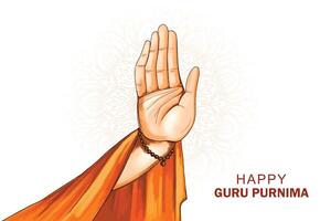 Guru purnima with blessing hand card background vector