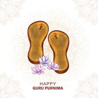 Guru purnima celebration on guru paduka greeting card vector