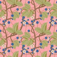 Intertwined blackberry branches with berries. pattern vector