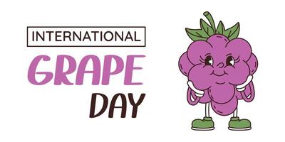 International grape day greeting card. vector