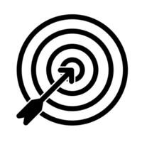 Target with arrow icon over white background. Silhouette style. vector