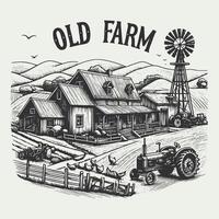 Vintage Hand Drawn Farm Logo Design Embracing Rustic Charm and Timeless Appeal vector