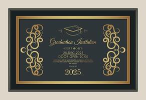 Elegant graduation invitation template with ornament vector