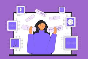 Prompt audio engineer. Artificial general intelligence generate audio content. vector