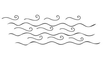 Sea waves icons. Hand drawn simple line art. Sea storm scribble. illustration in doodle style isolated on white background. vector